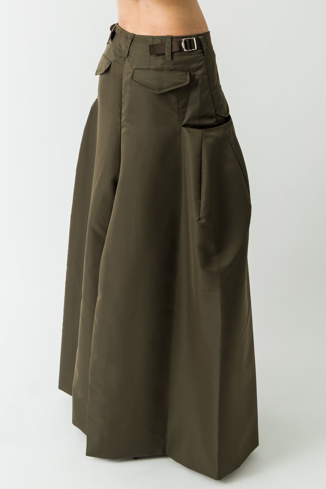 Sacai Nylon Twill Skirt in Khaki