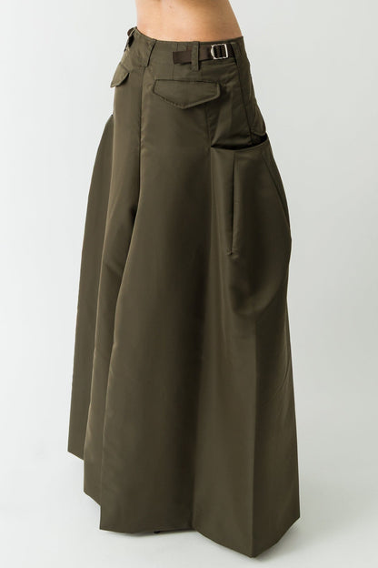 Sacai Nylon Twill Skirt in Khaki back