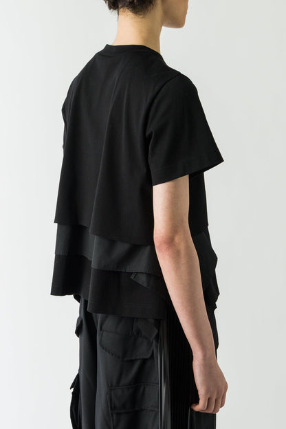 Sacai Poplin x Cotton Jersey T Shirt in Black back
