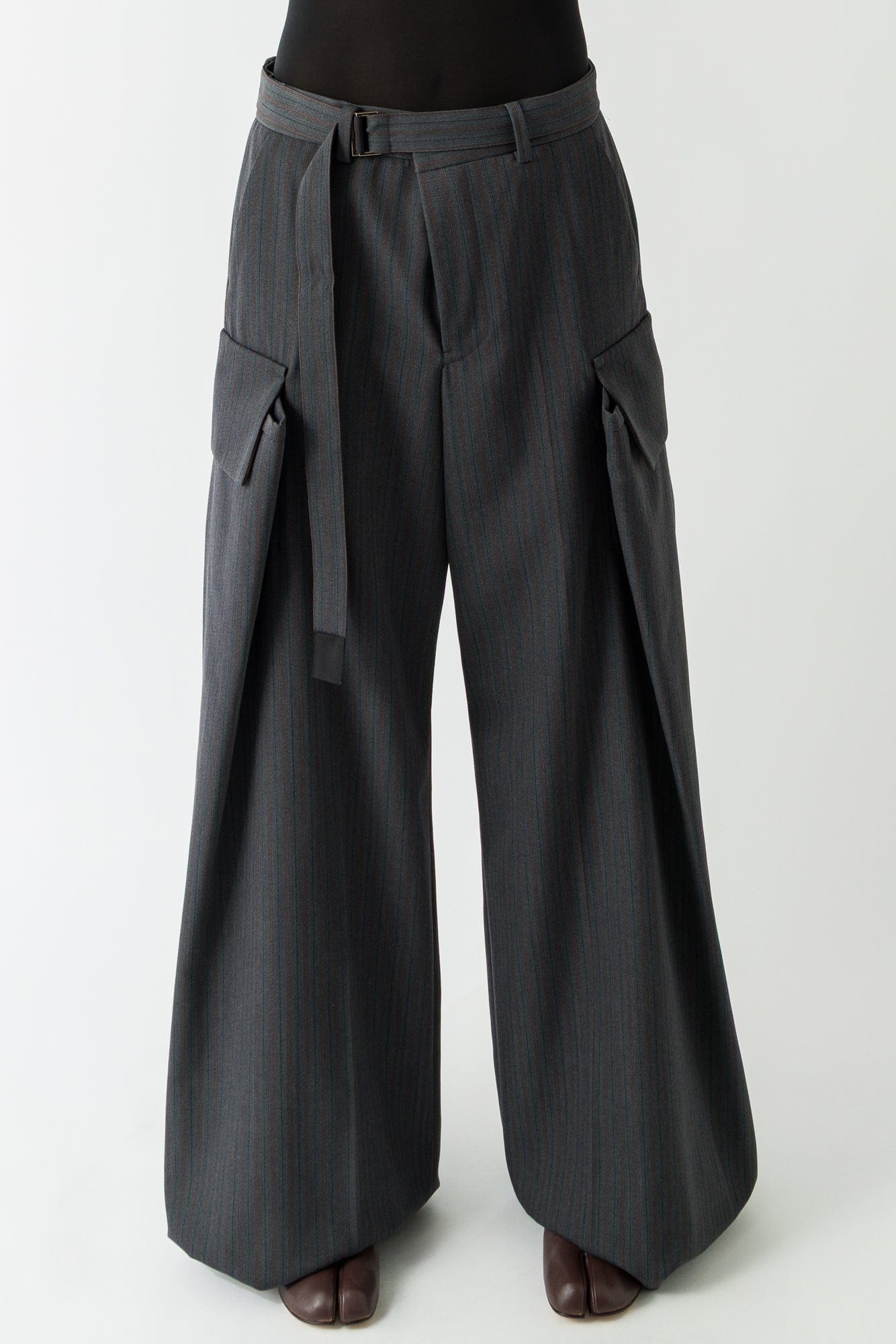 Sacai Stripe Doeskin Pants in Gray