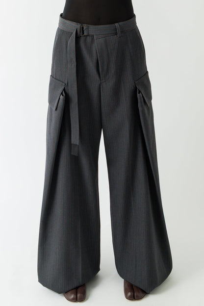 Sacai Stripe Doeskin Pants in Gray