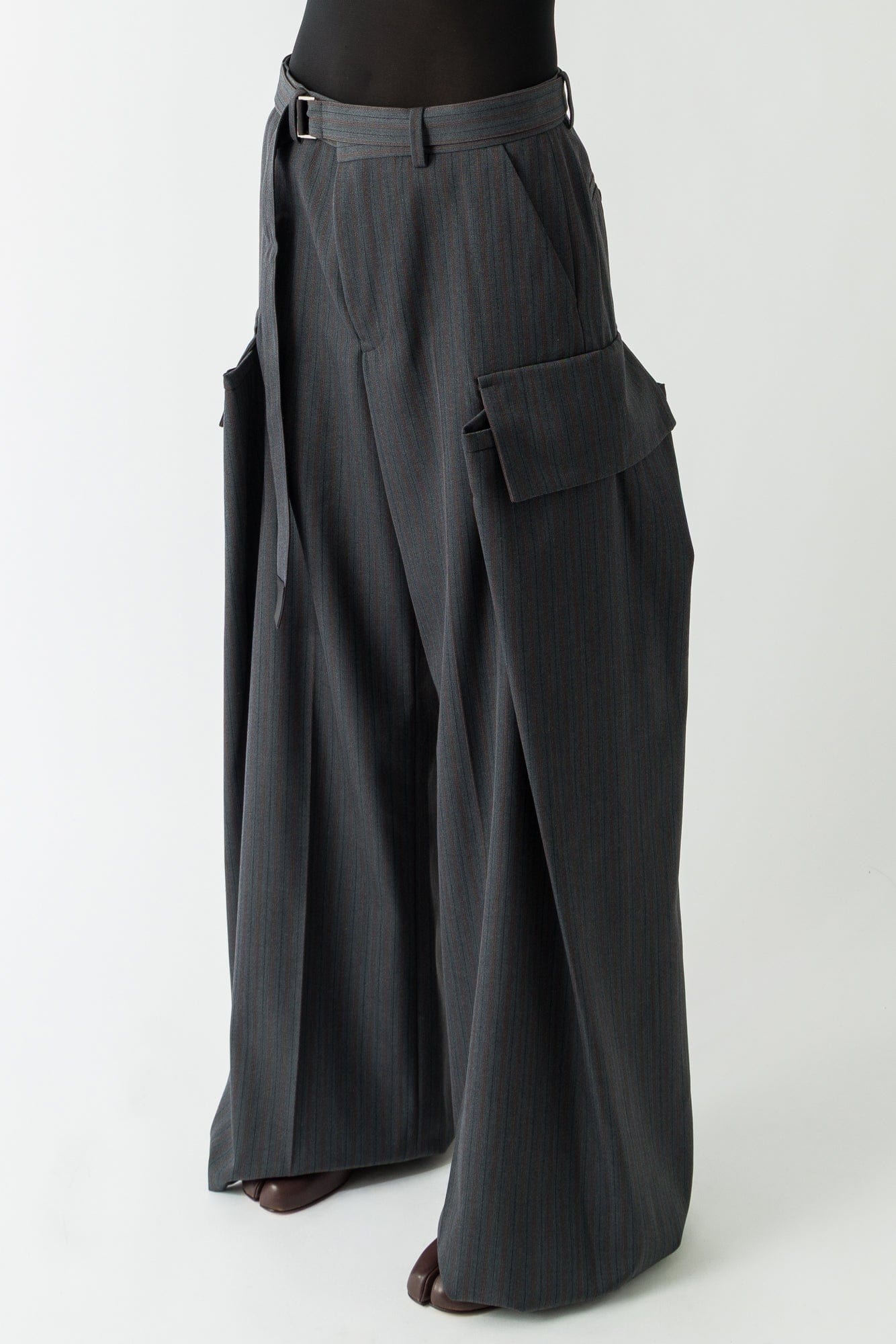 Sacai Stripe Doeskin Pants in Gray