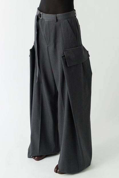 Sacai Stripe Doeskin Pants in Gray side