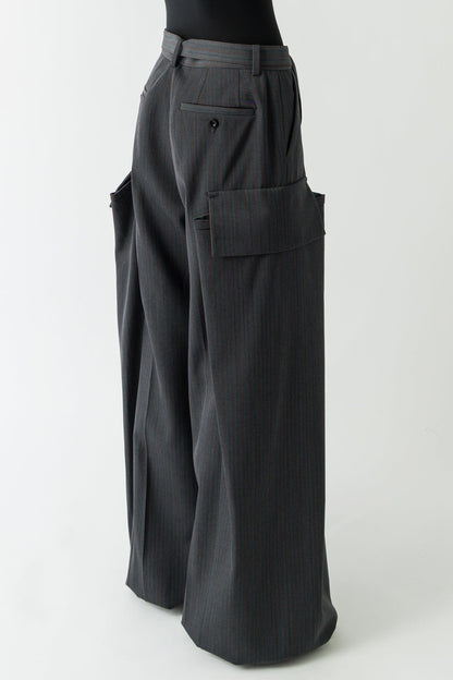 Sacai Stripe Doeskin Pants in Gray back