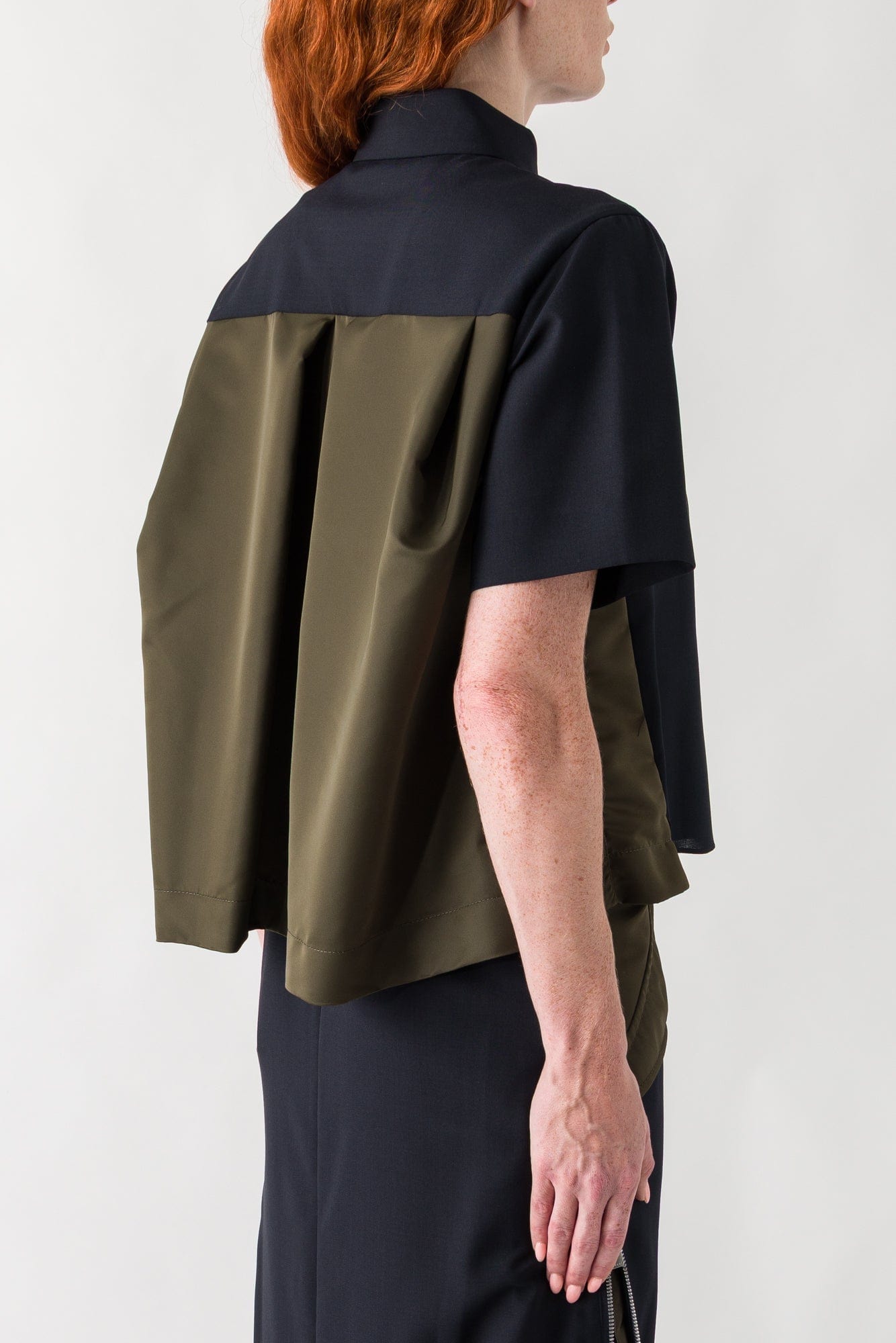 Sacai Suiting Mix Shirt In Navy/Khaki back