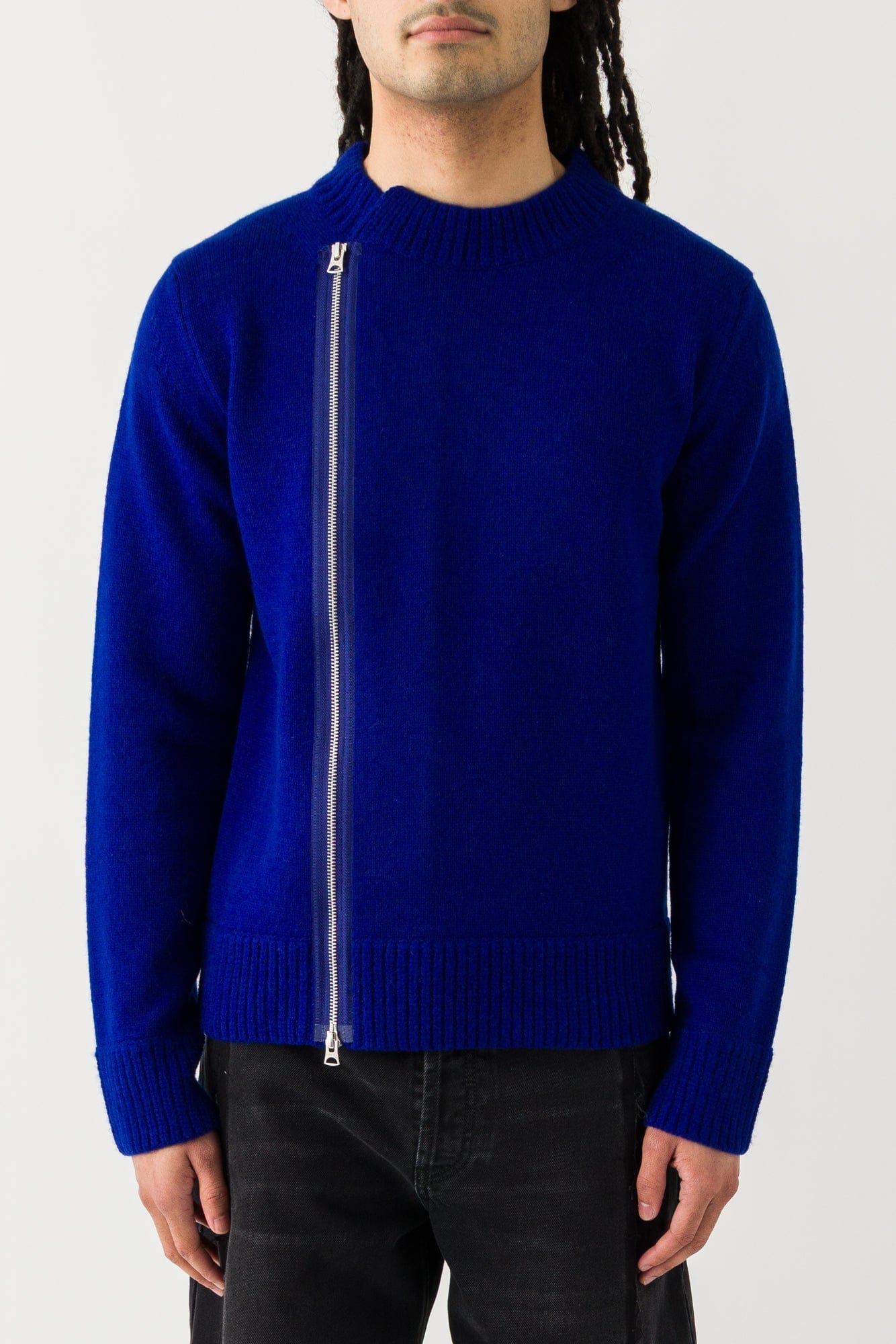 Sacai Wool Knit Blouson In Blue