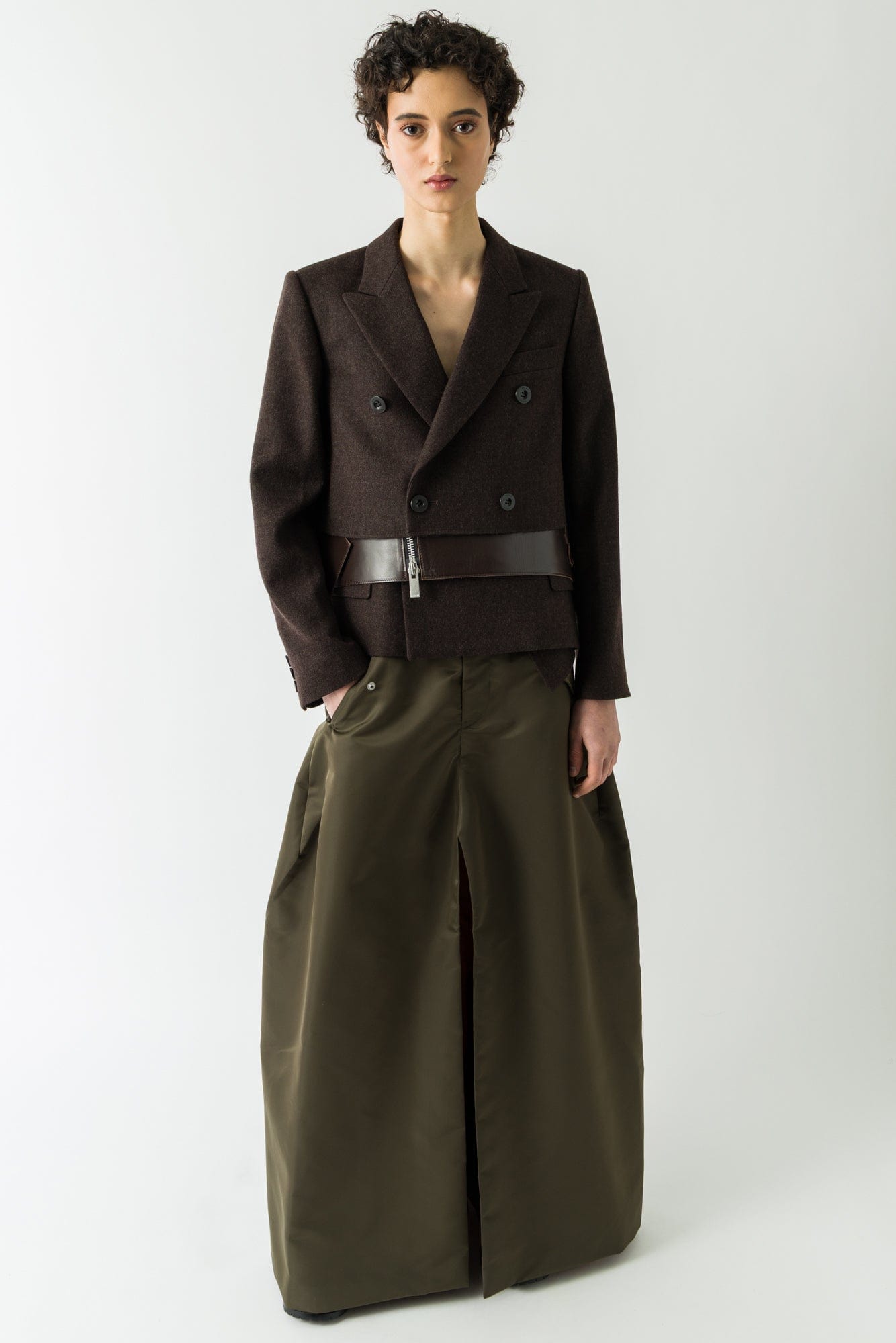 Sacai Nylon Twill Skirt in Khaki