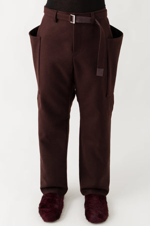 Sacai Wool Melton Pants In Brown