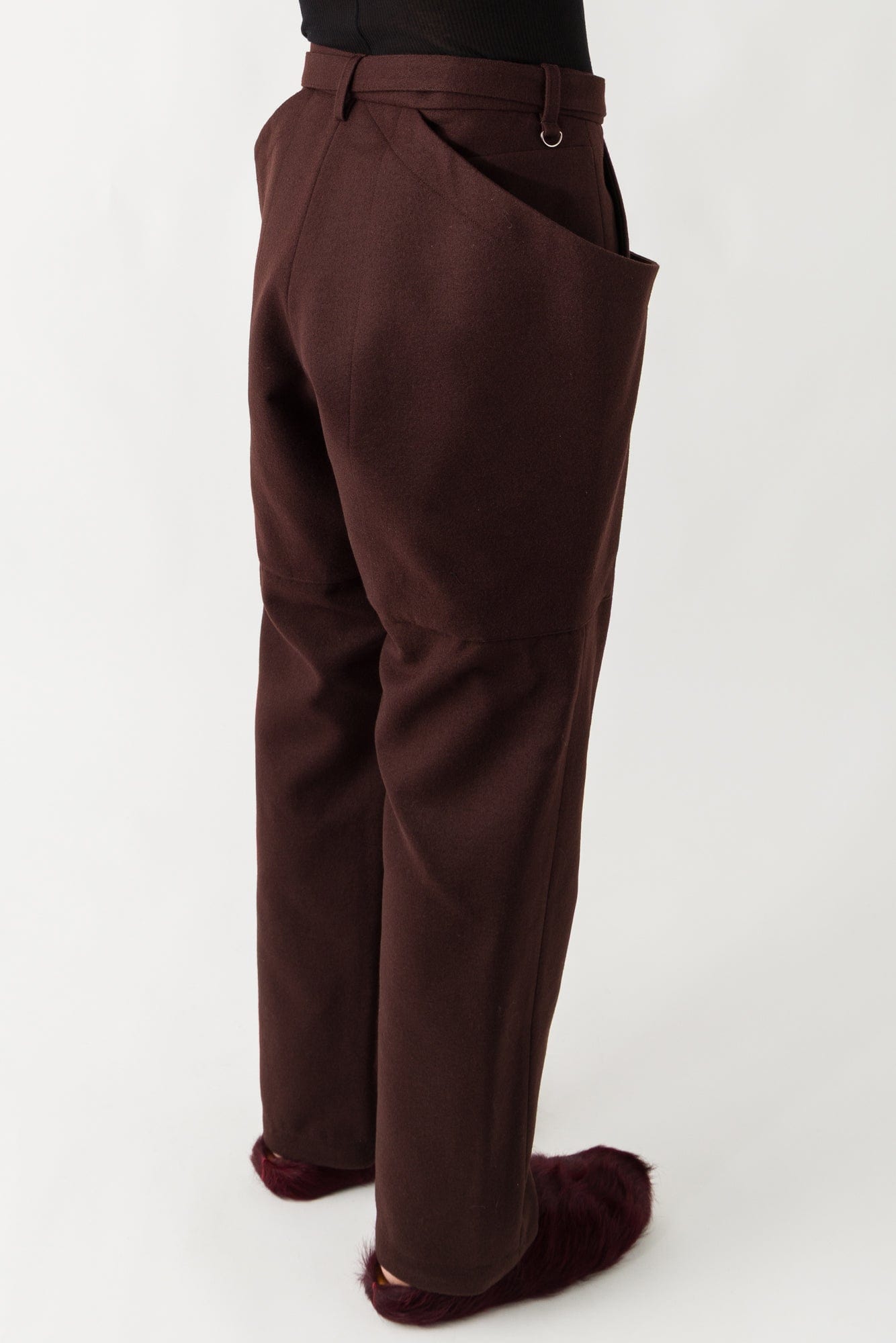 Sacai Wool Melton Pants In Brown