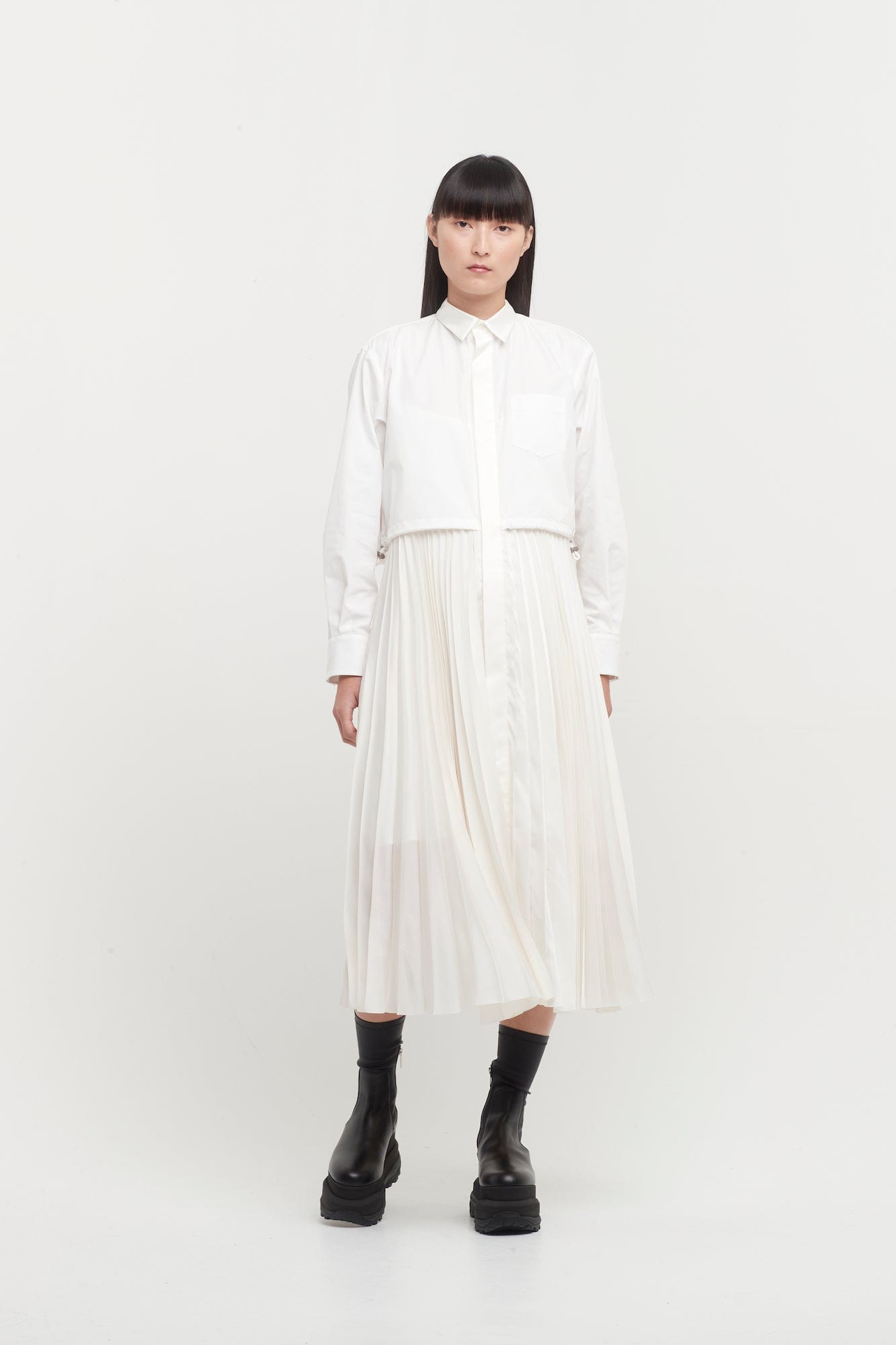 sacai cotton poplin dress Sacai Poplin X Cotton Knitted Dress