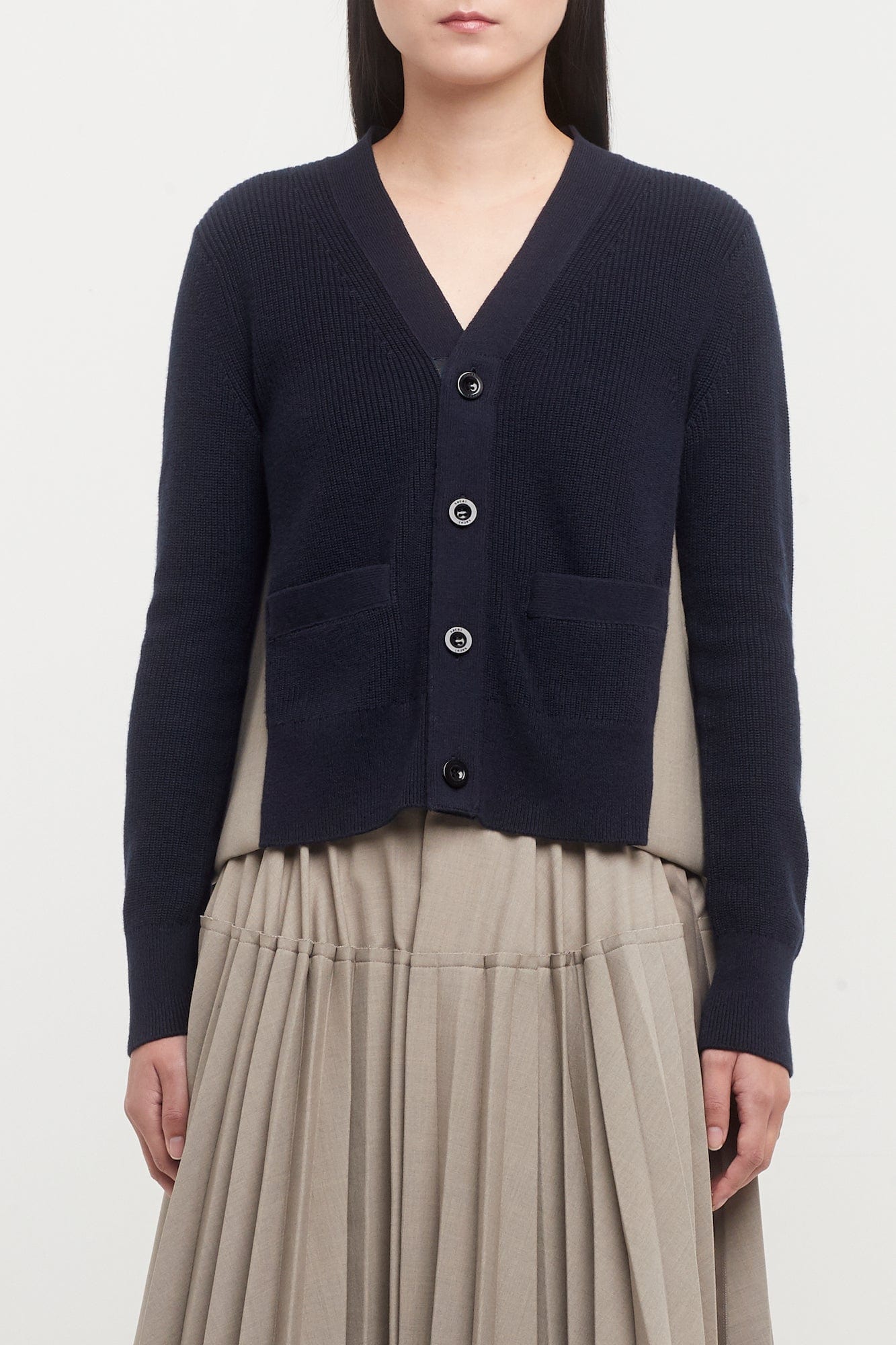 Sacai Suiting Bonding x Cotton Cashmere Knit Cardigan