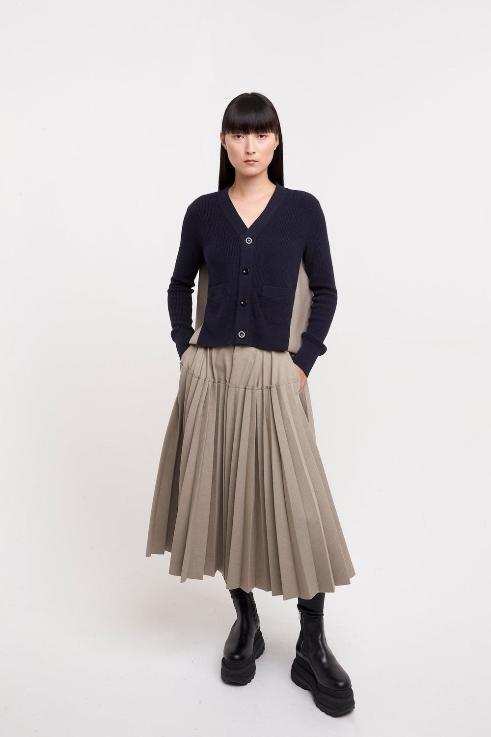 Sacai Suiting Bonding x Cotton Cashmere Knit Cardigan – Antidote