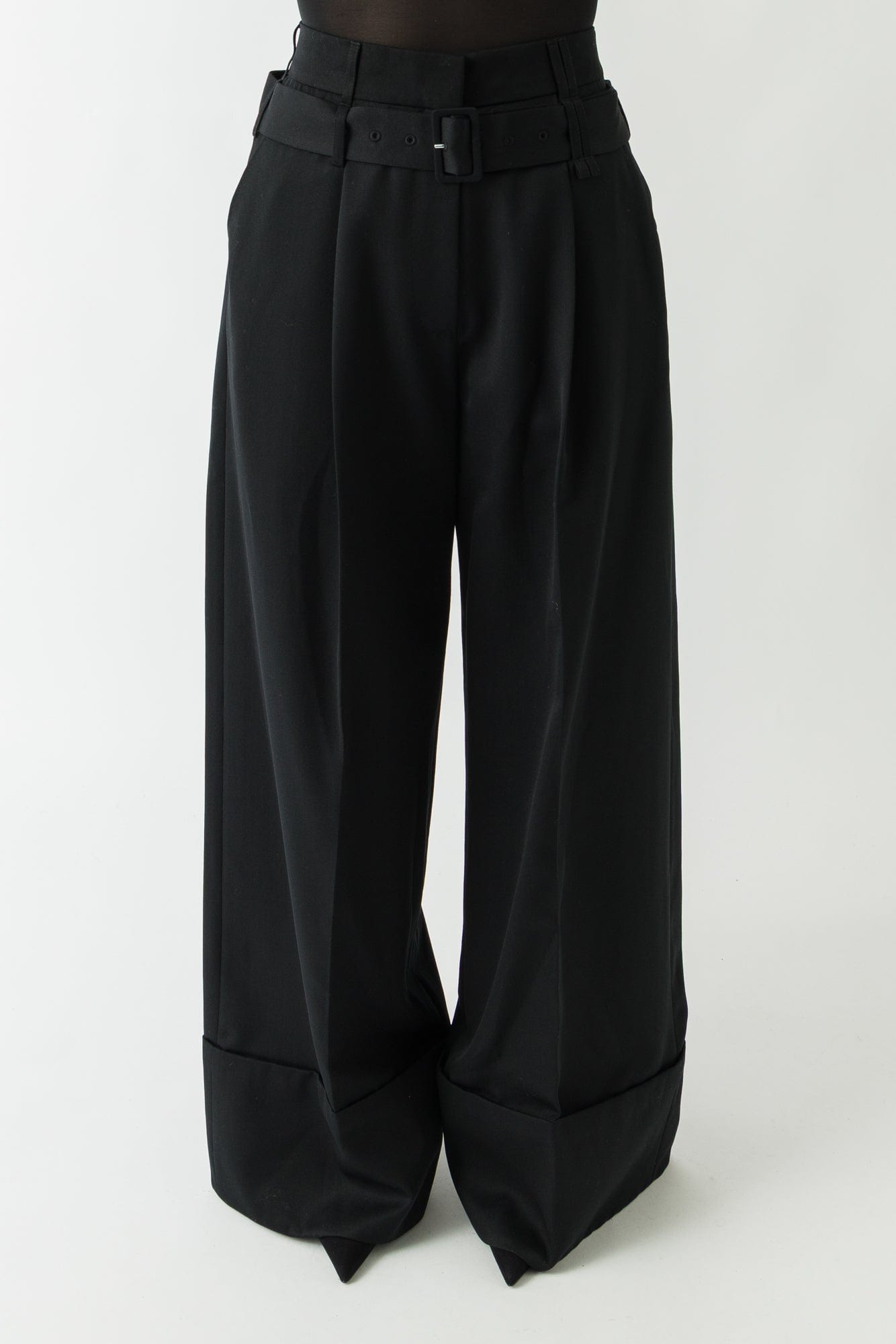 Simone Rocha Belted Wide Leg Trousers In Black