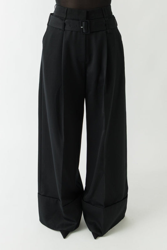 Simone Rocha Belted Wide Leg Trousers In Black