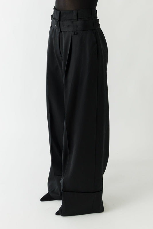 Simone Rocha Belted Wide Leg Trousers In Black side