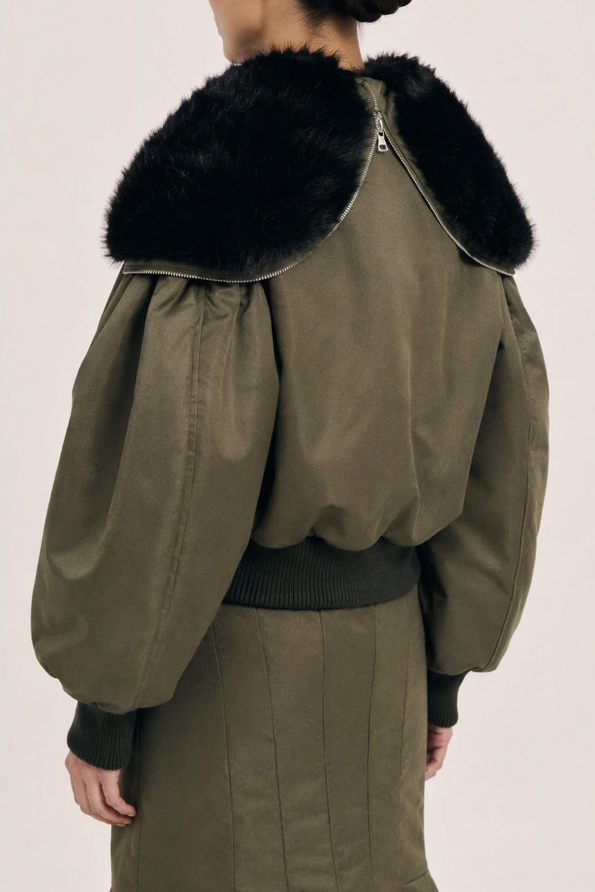 Simone Rocha Cropped Faux Fur Bomber Jacket back