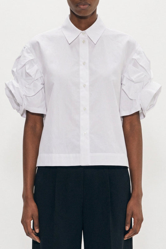 Simone Rocha Cropped Rose Puffy Sleeve Shirt SS26