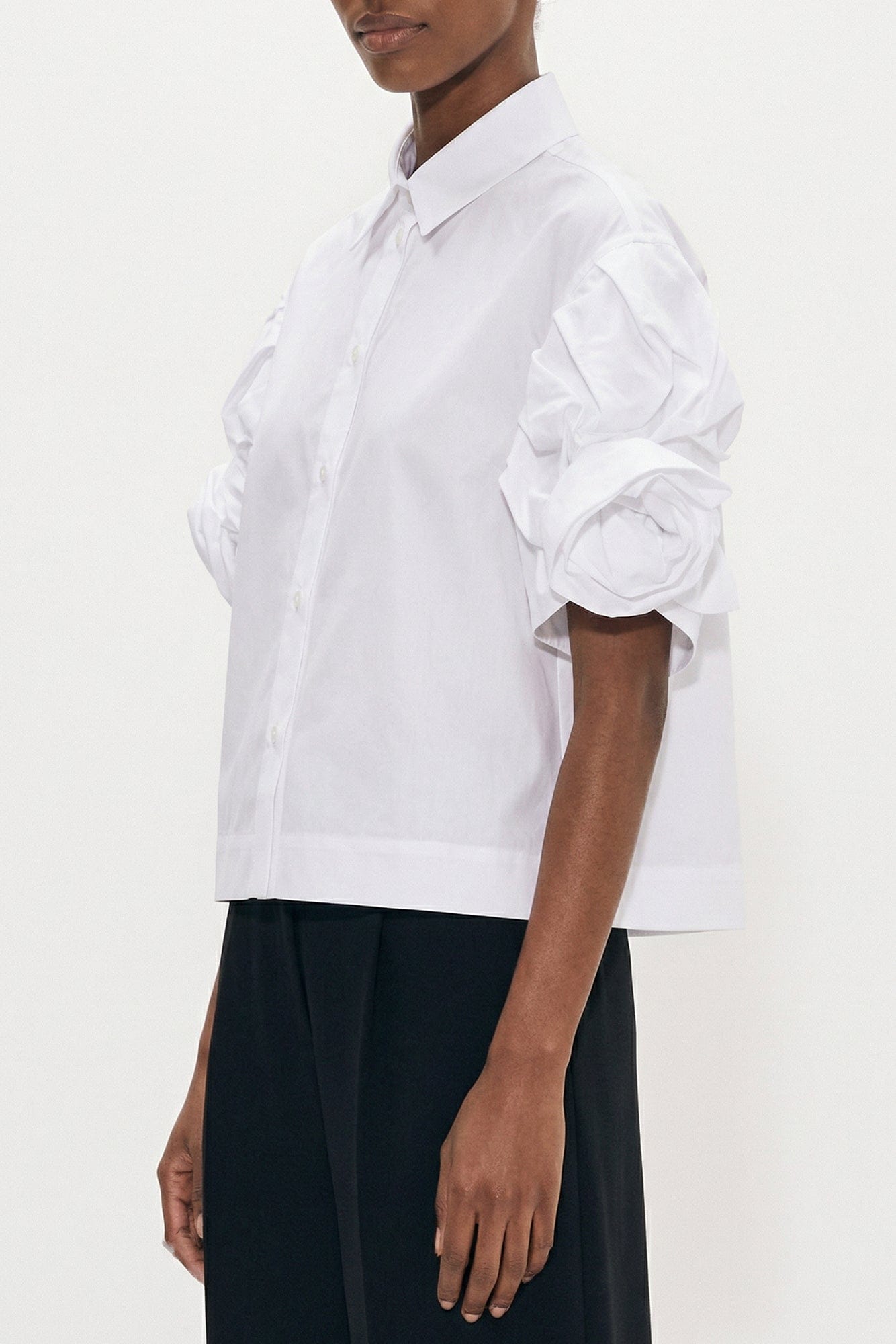 Simone Rocha Cropped Rose Puffy Sleeve Shirt SS26