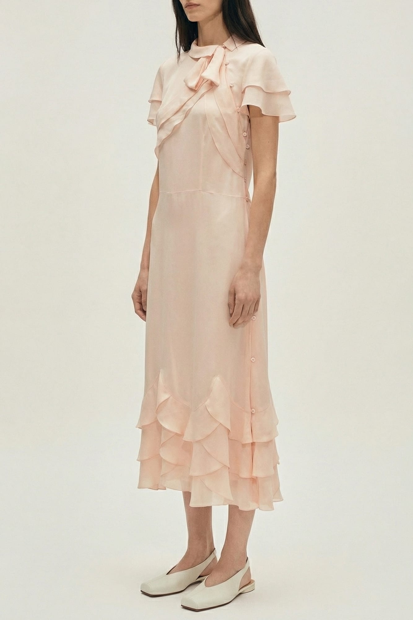 Simone Rocha Peeling Scalloped Hem Petal Bow Sash Dress SS26