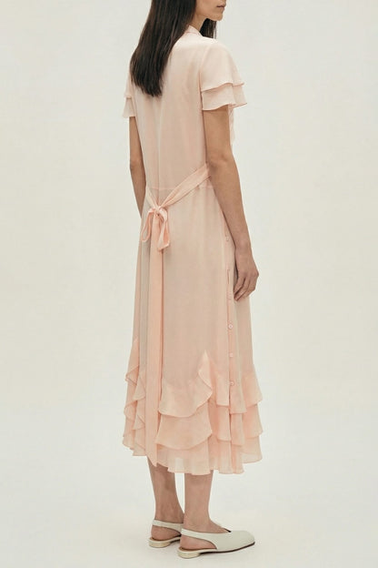 Simone Rocha Peeling Scalloped Hem Petal Bow Sash Dress SS26 back
