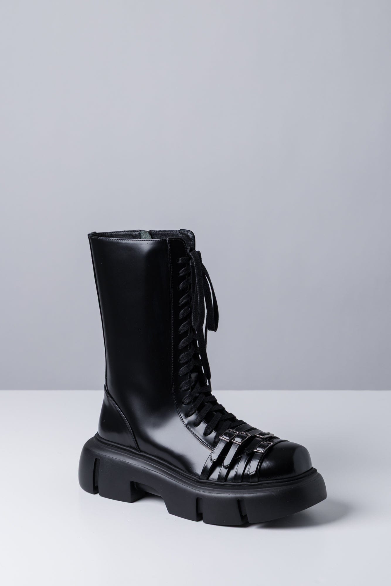 Simone Rocha Platform Buckle Combat Boot In Black