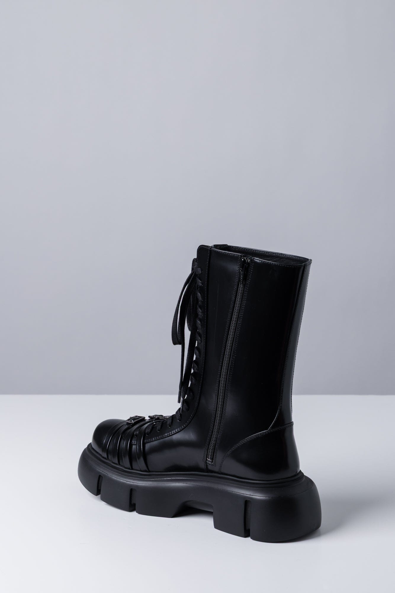 Simone Rocha Platform Buckle Combat Boot In Black