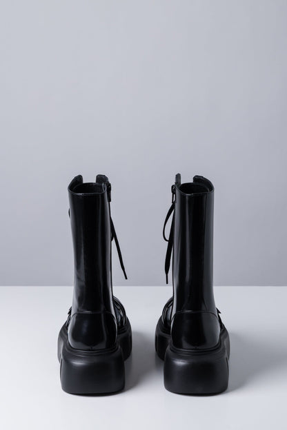 Simone Rocha Platform Buckle Combat Boot In Black back