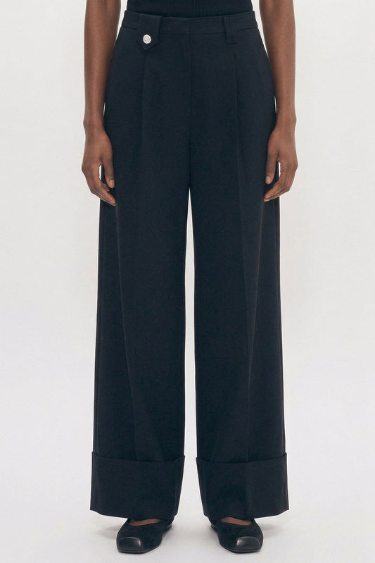 Simone Rocha Wide Leg Belt Loop Tab Trousers with Daisy SS26