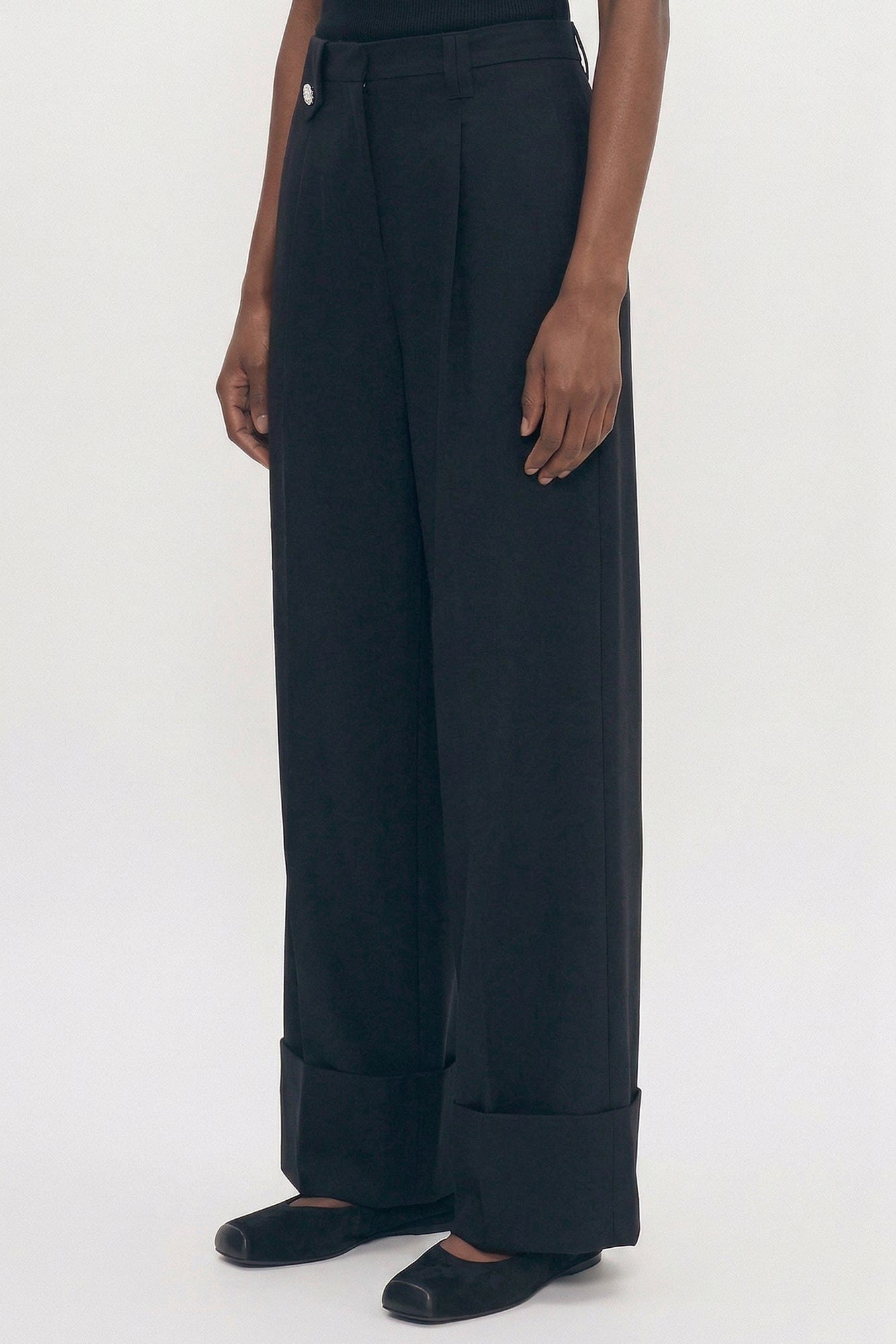 Simone Rocha Wide Leg Belt Loop Tab Trousers with Daisy SS26