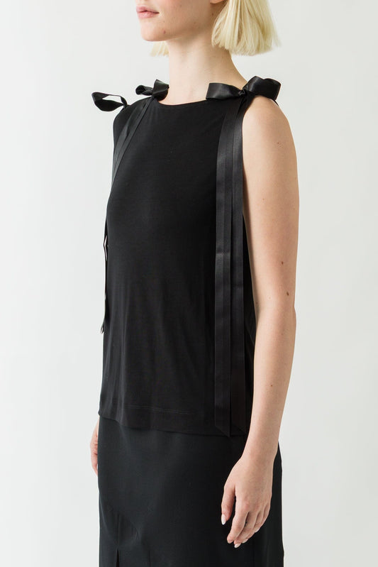 Simone Rocha Bow Ribbon Tail Tank In Black side