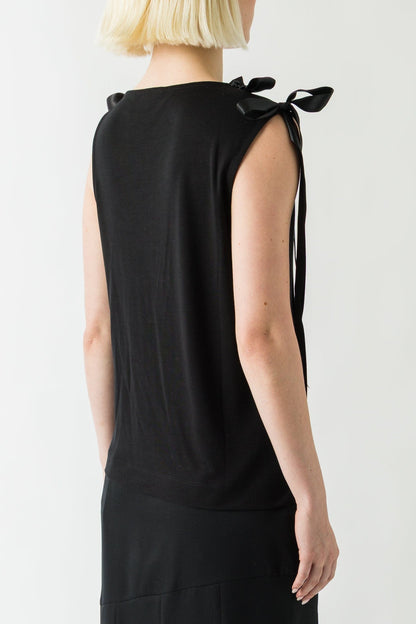 Simone Rocha Bow Ribbon Tail Tank In Black back