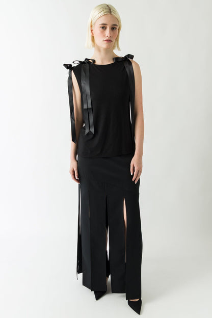 Simone Rocha Multi Slit Skirt In Black full look