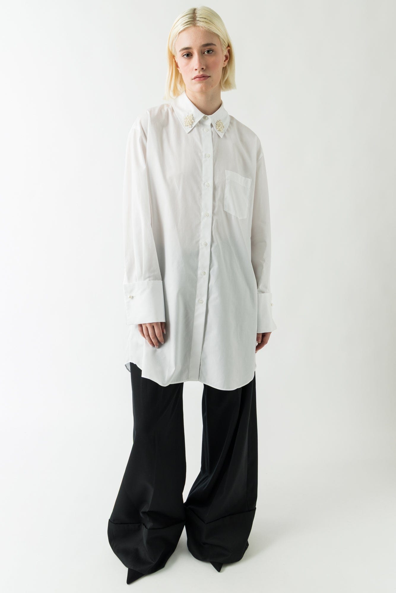 Simone Rocha Belted Wide Leg Trousers In Black full look