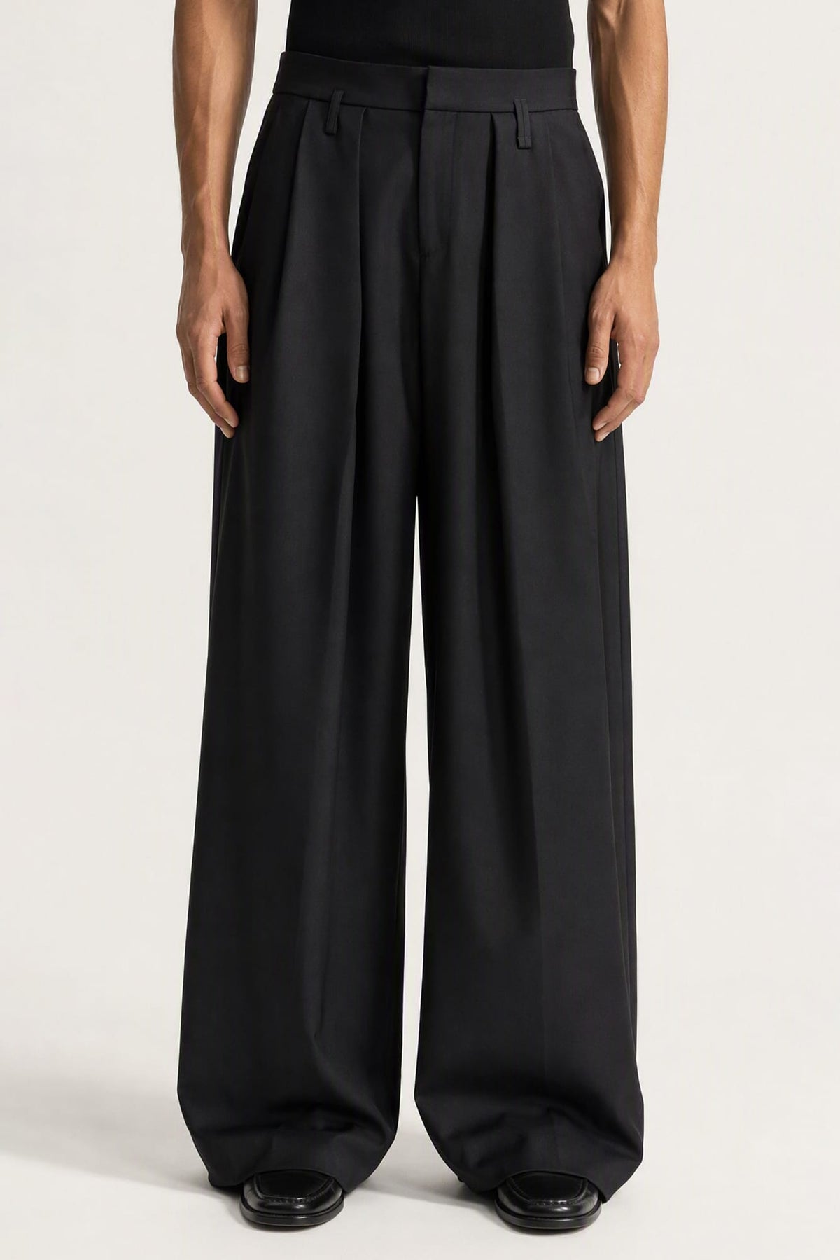 Simone Rocha Peeling Waist Wide Leg Trousers in Black