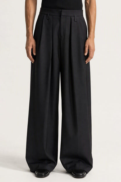 Simone Rocha Peeling Waist Wide Leg Trousers in Black
