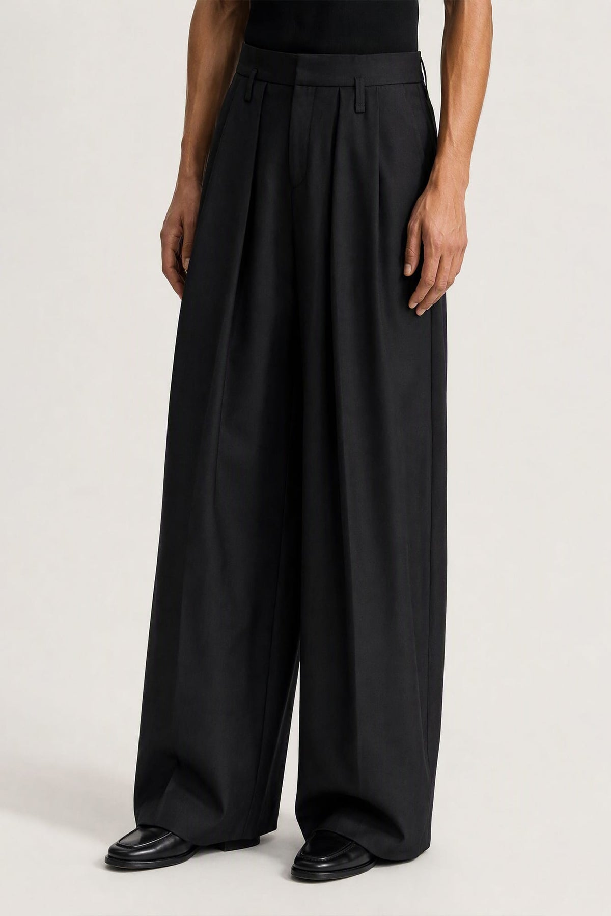 Simone Rocha Peeling Waist Wide Leg Trousers in Black side