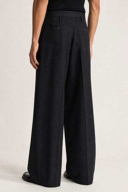 Simone Rocha Peeling Waist Wide Leg Trousers in Black back