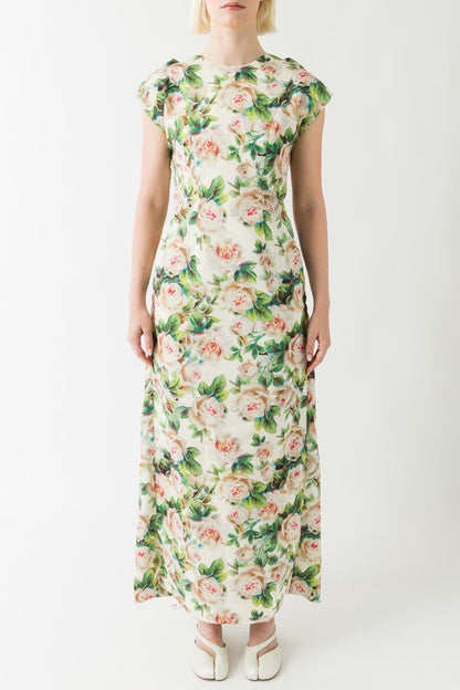 Simone Rocha Ruched Floral Detailed Dress In Rose