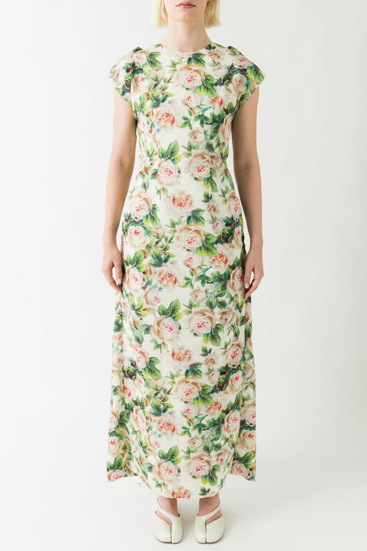 Simone Rocha Ruched Floral Detailed Dress In Rose