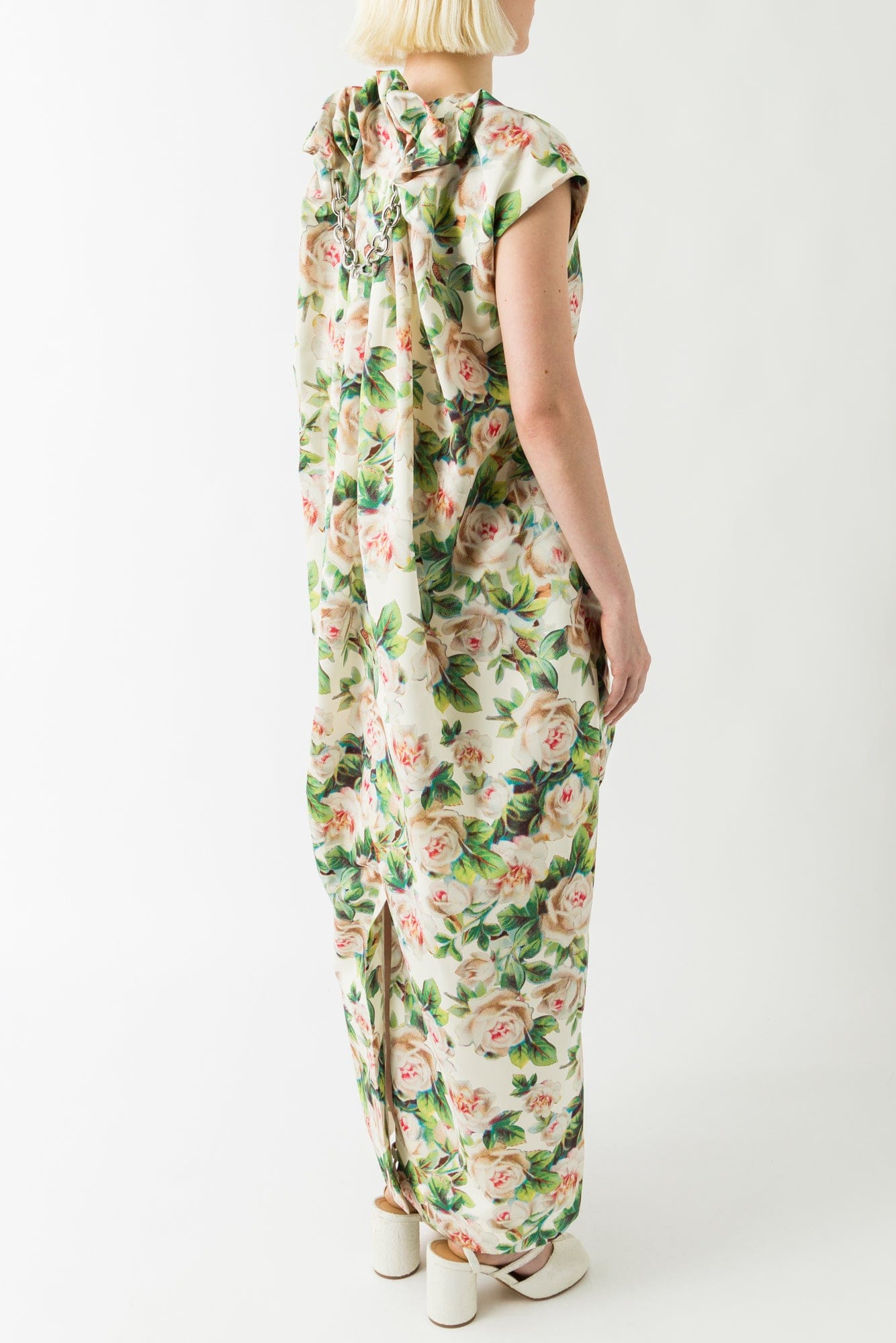 Simone Rocha Ruched Floral Detailed Dress In Rose back