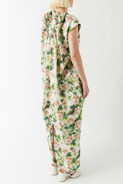 Simone Rocha Ruched Floral Detailed Dress In Rose back