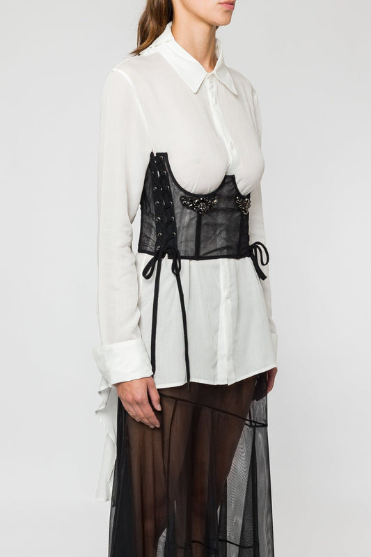 Simone Rocha Short Lace Up Corset With Embroidery side