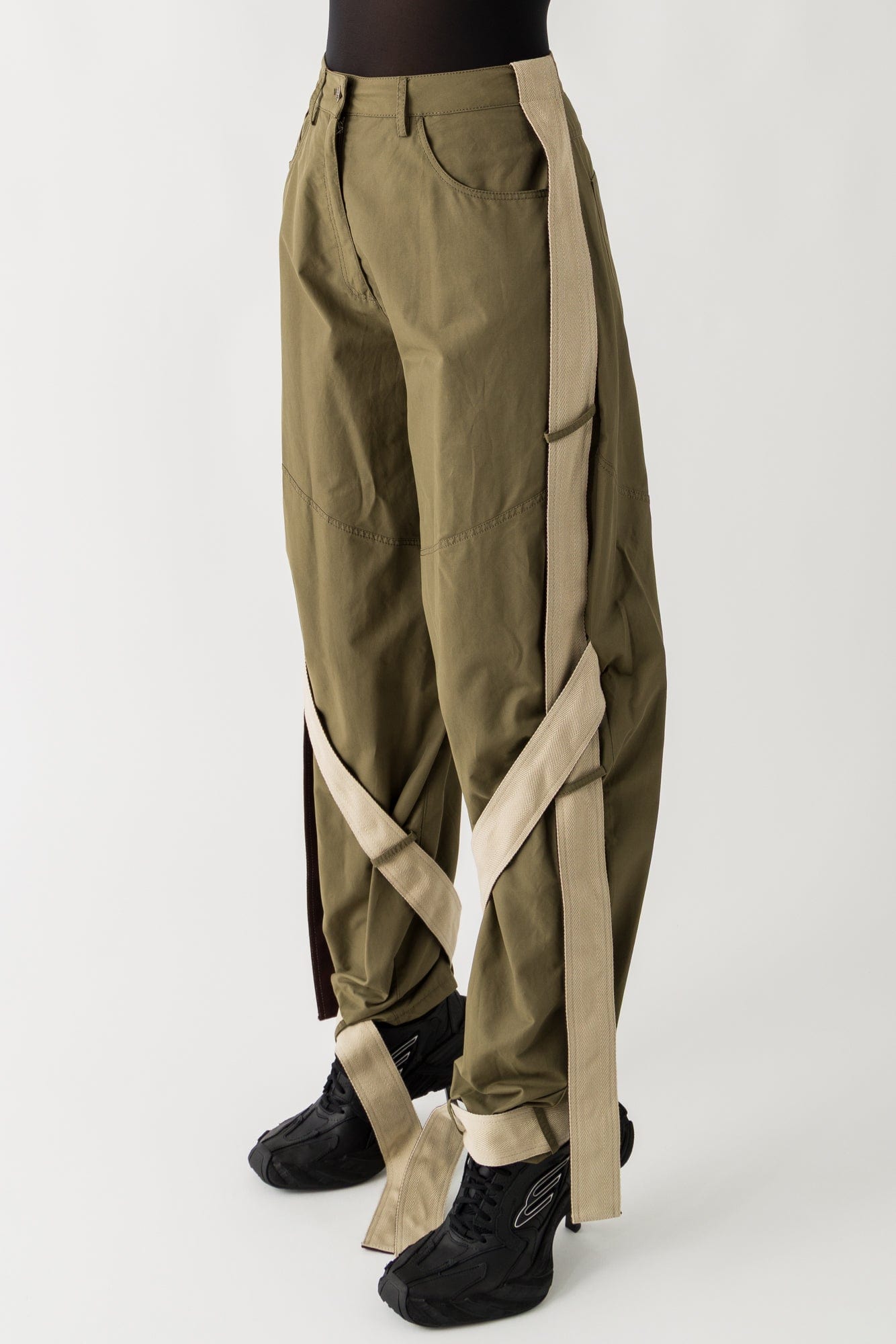 The Attico Canvas Parachute Pants In Military Green