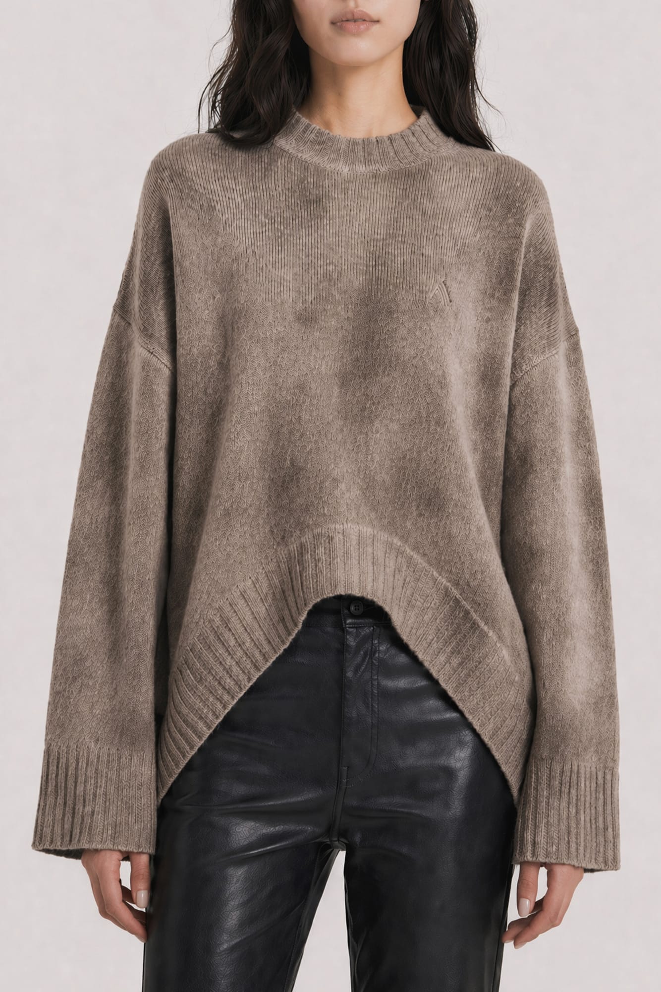 The Attico Laminated Cashmere Wool Knit in Taupe