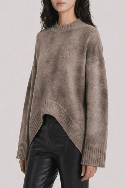 The Attico Laminated Cashmere Wool Knit in Taupe side