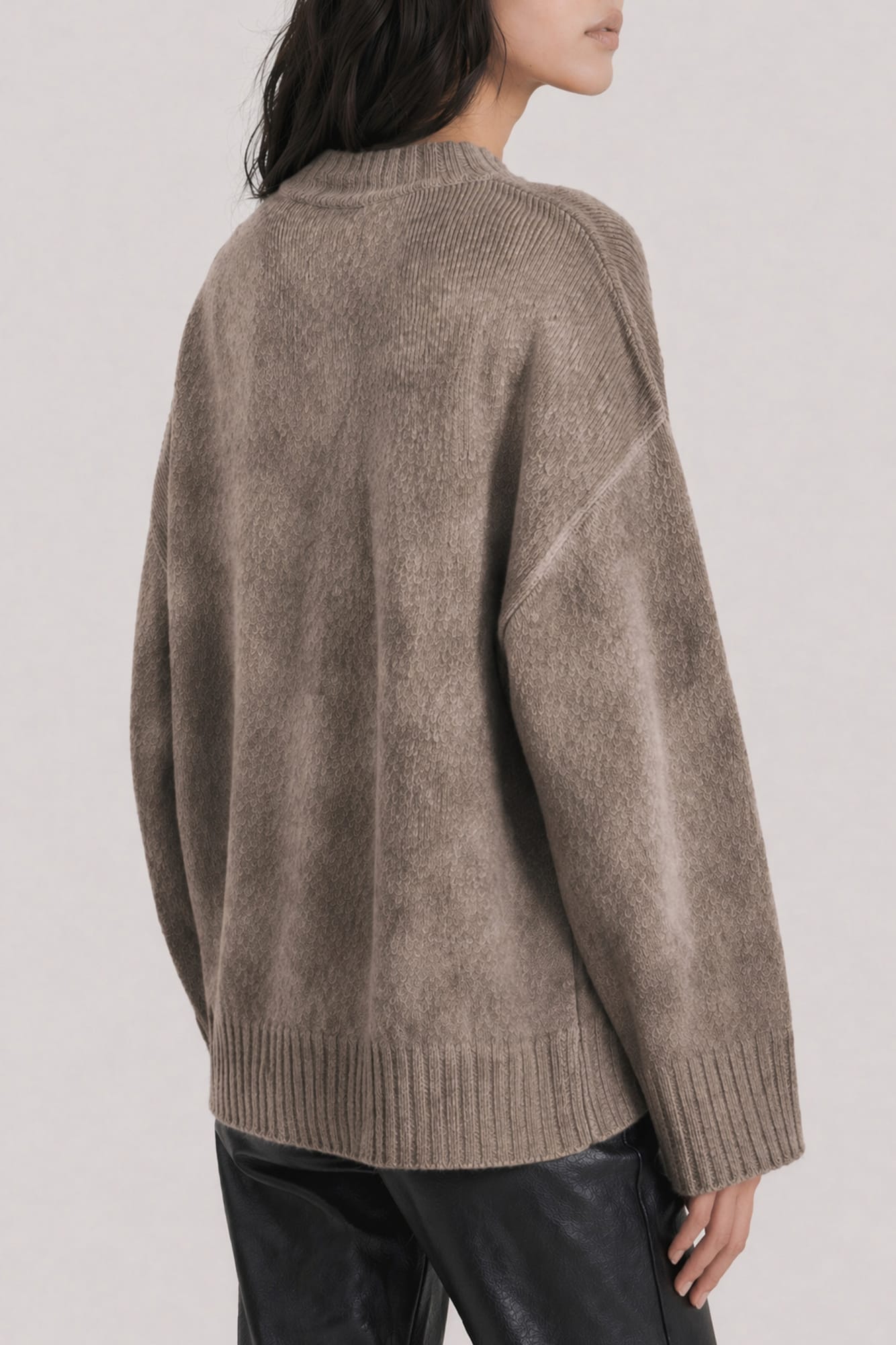 The Attico Laminated Cashmere Wool Knit in Taupe back