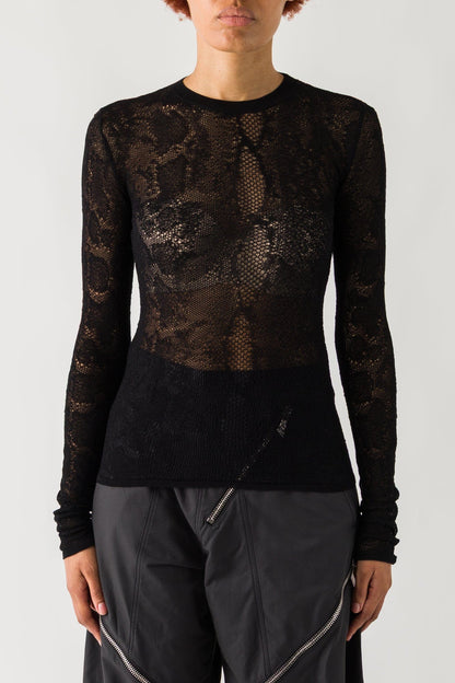 The Attico Python Lace Long Sleeve Top
