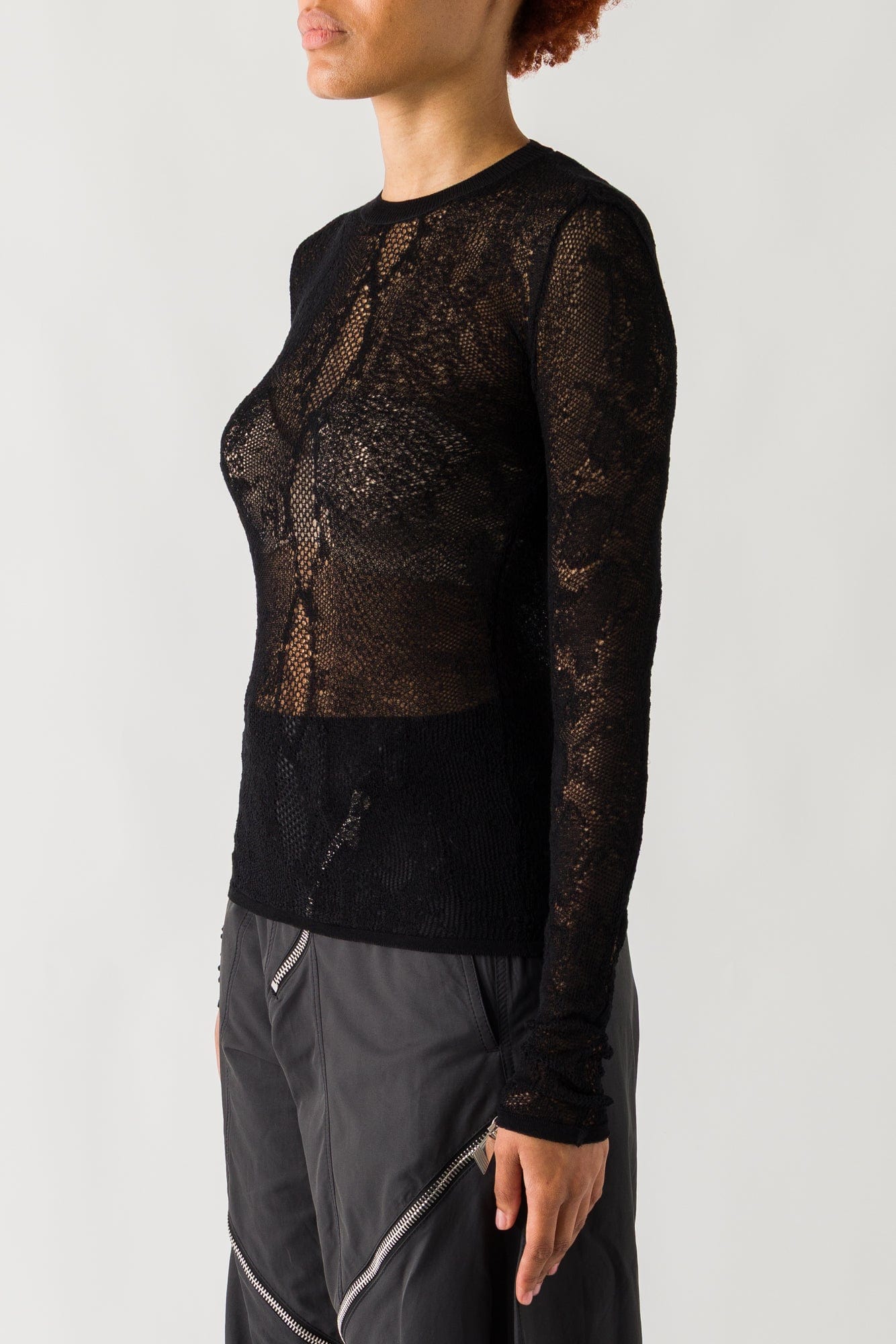 The Attico Python Lace Long Sleeve Top