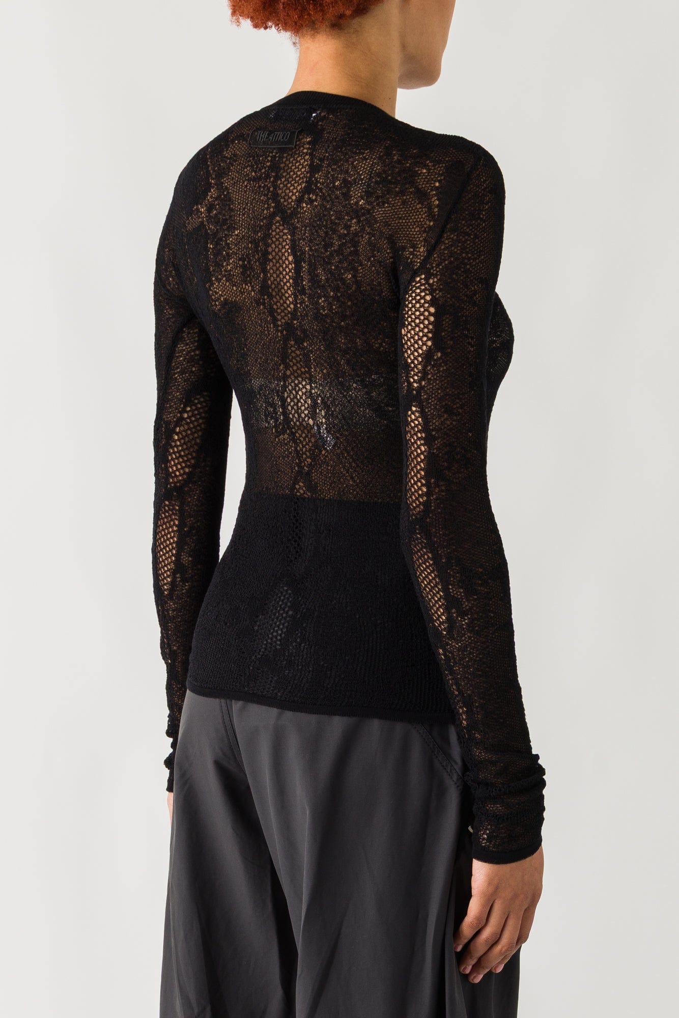 The Attico Python Lace Long Sleeve Top