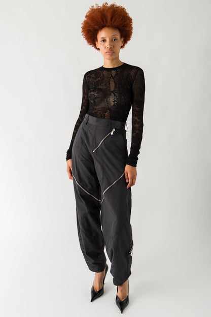 The Attico Python Lace Long Sleeve Top